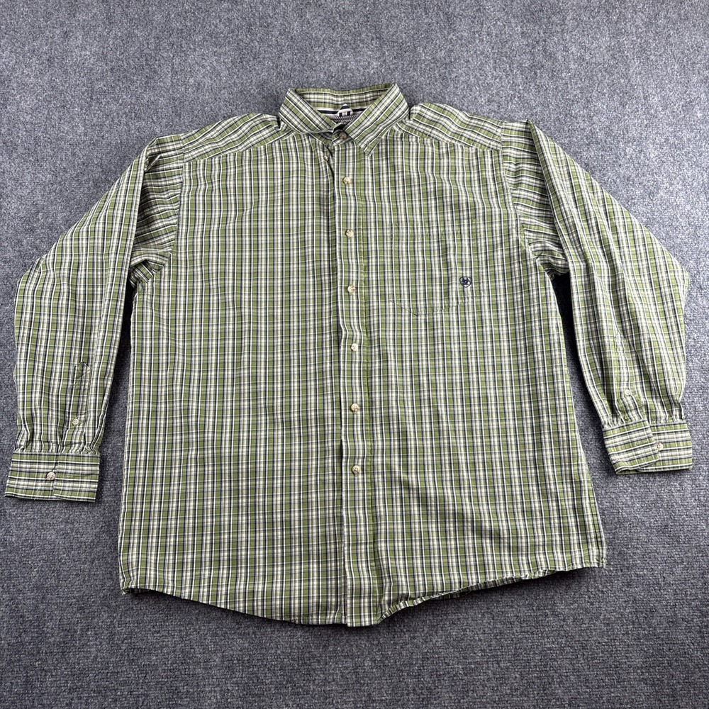 Ariat Pro Series Men's XL Green Plaid Vented Western Work Shirt Long Sleeve